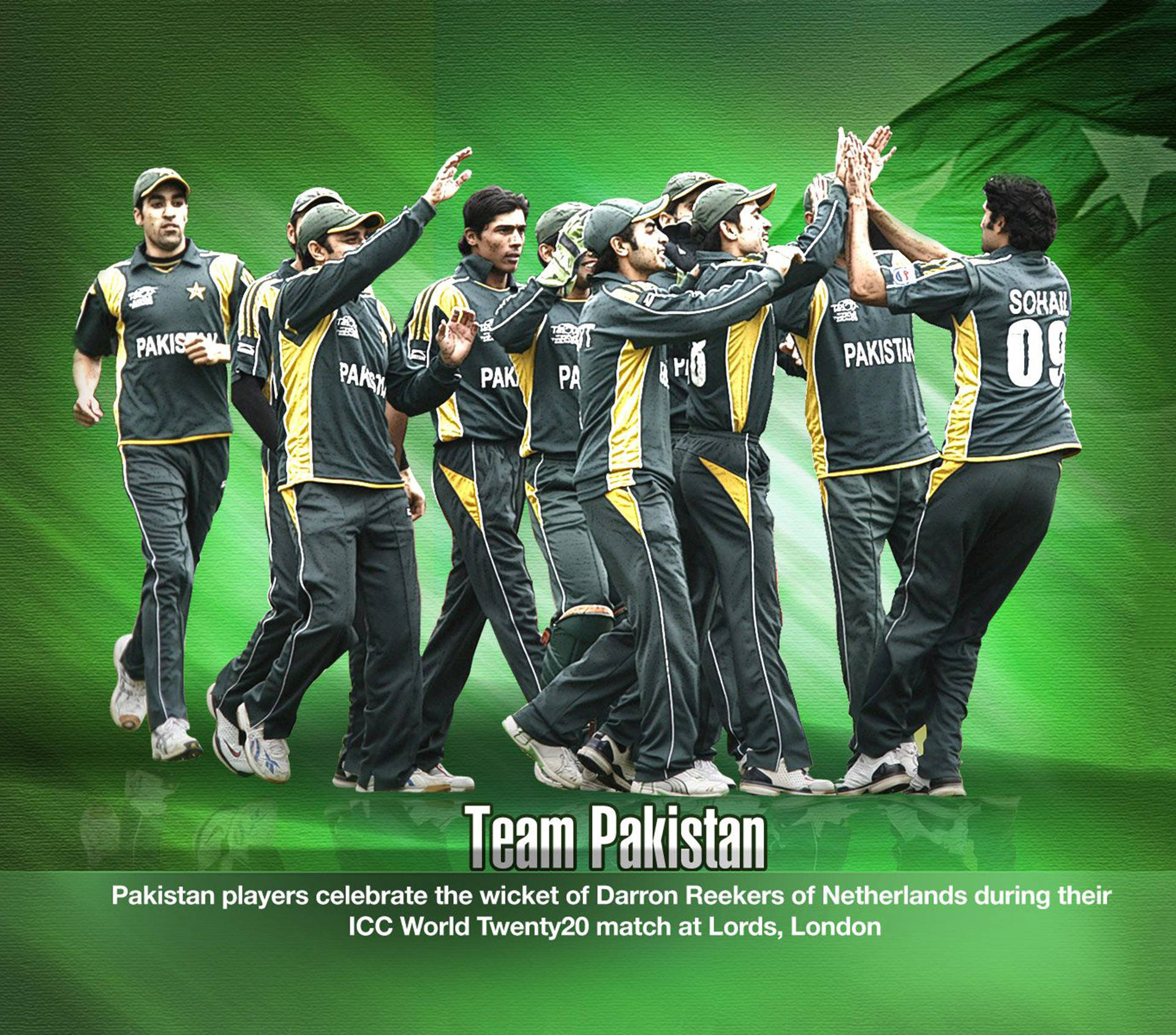 The Victorious Team- Pakistan Cricket Squad in Action Wallpaper