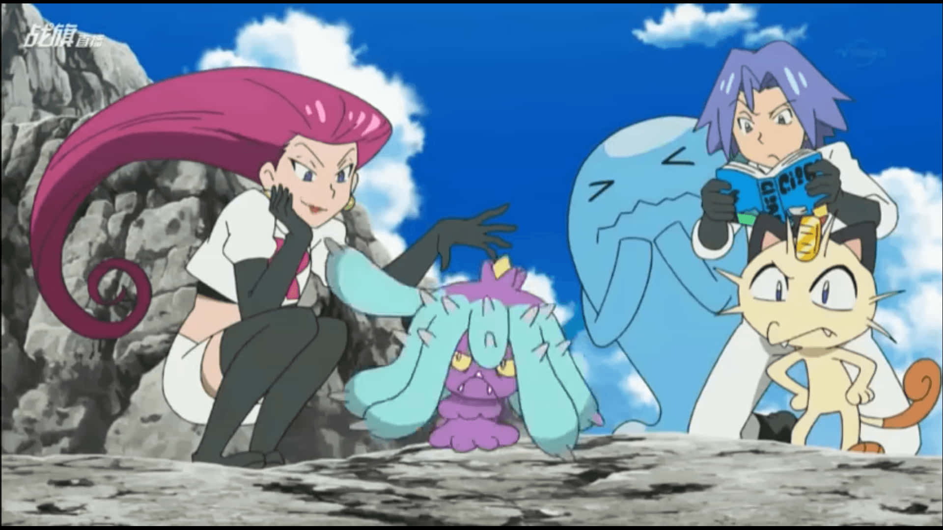 Team Rocket With Mareanie In Action Wallpaper