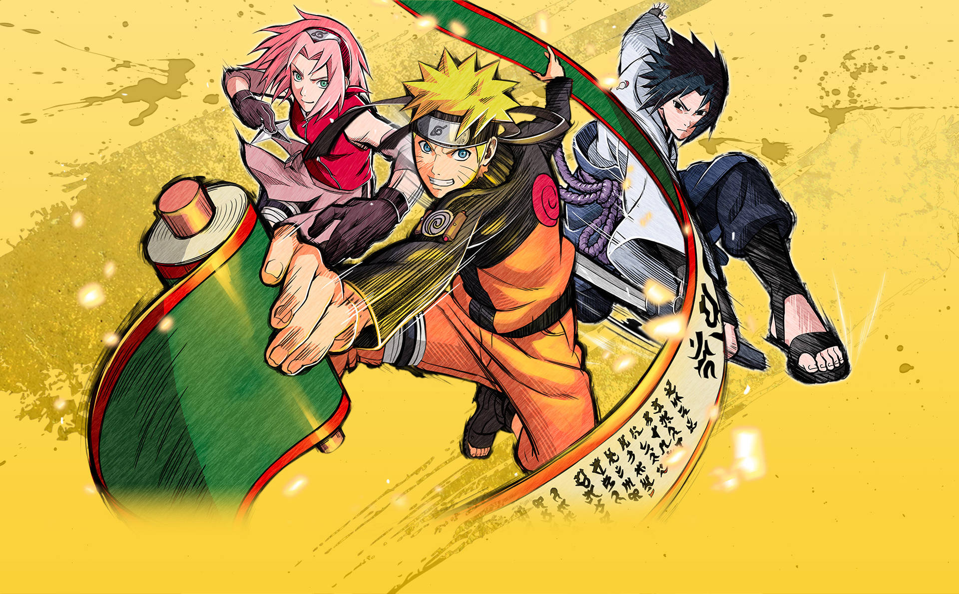 Team Trio Sakura, Naruto And Sasuke Wallpaper