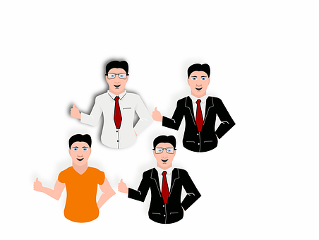 Teamof Five Cartoon Men Thumbs Up PNG