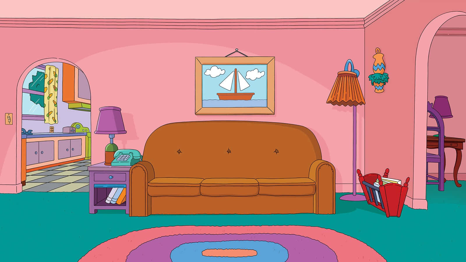A Cartoon Living Room With A Couch And A Chair