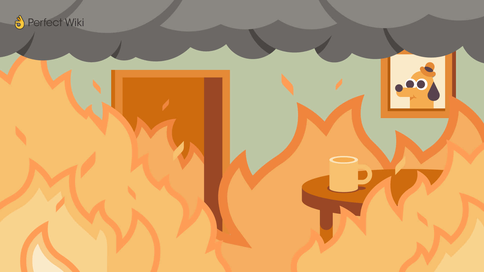 A Cartoon Image Of A Fire In A House