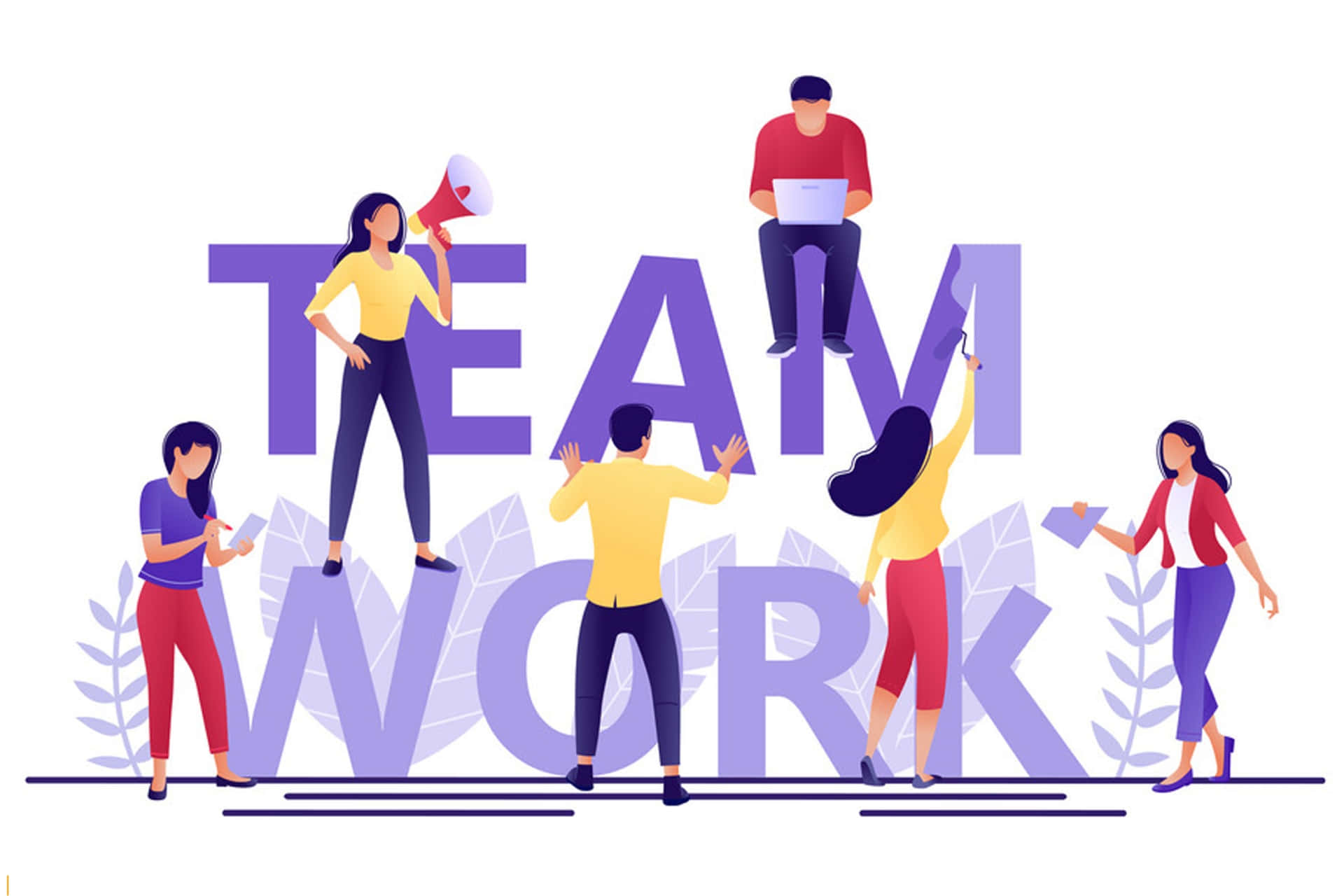 Teamwork Concept With People Holding Up The Word Wallpaper