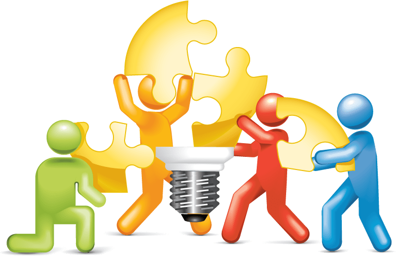 Teamwork Puzzle Lightbulb Idea Concept PNG