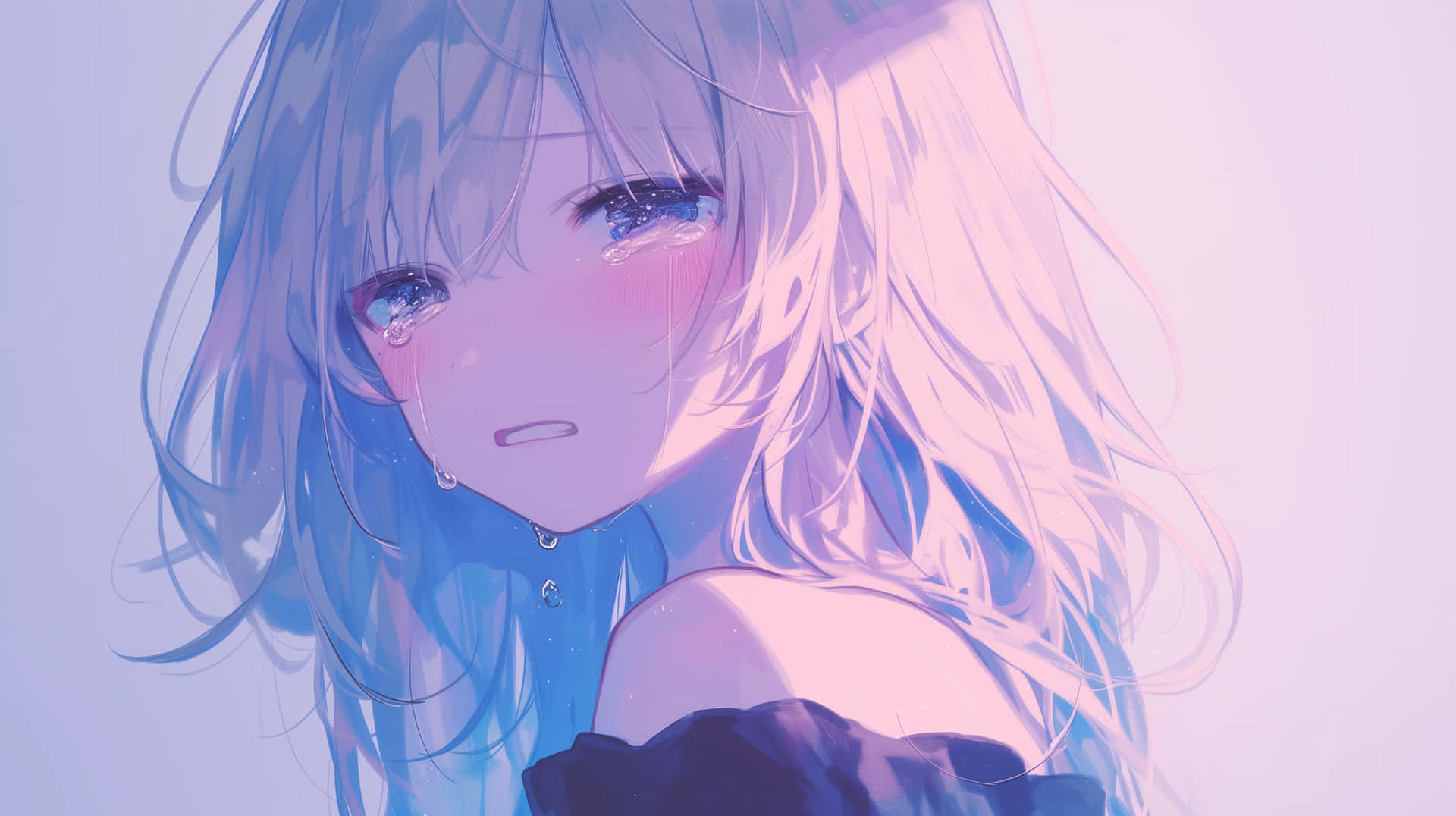 Tearful Anime Girl Aesthetic Wallpaper