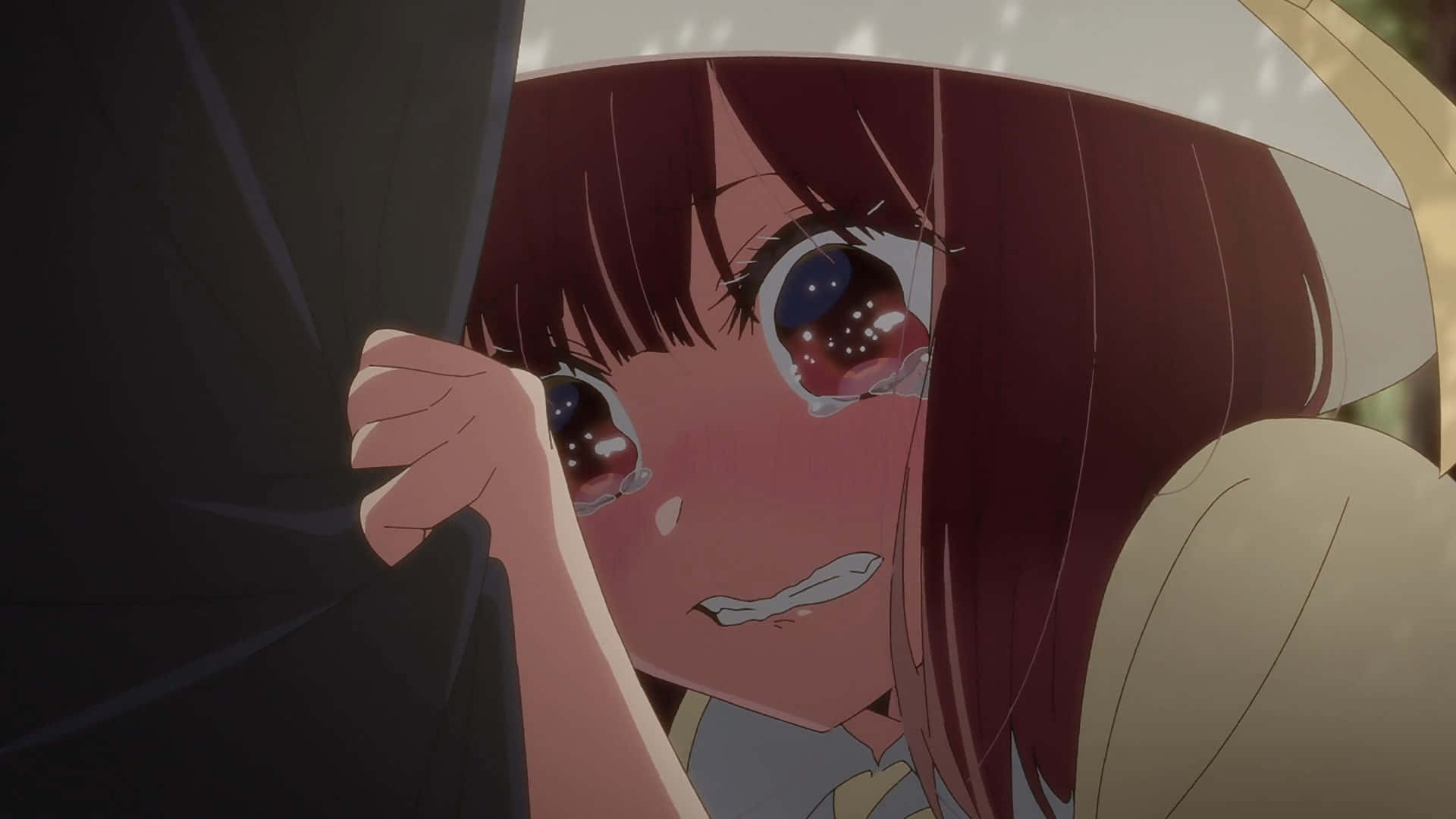 Tearful Anime Girl Emotion Wallpaper