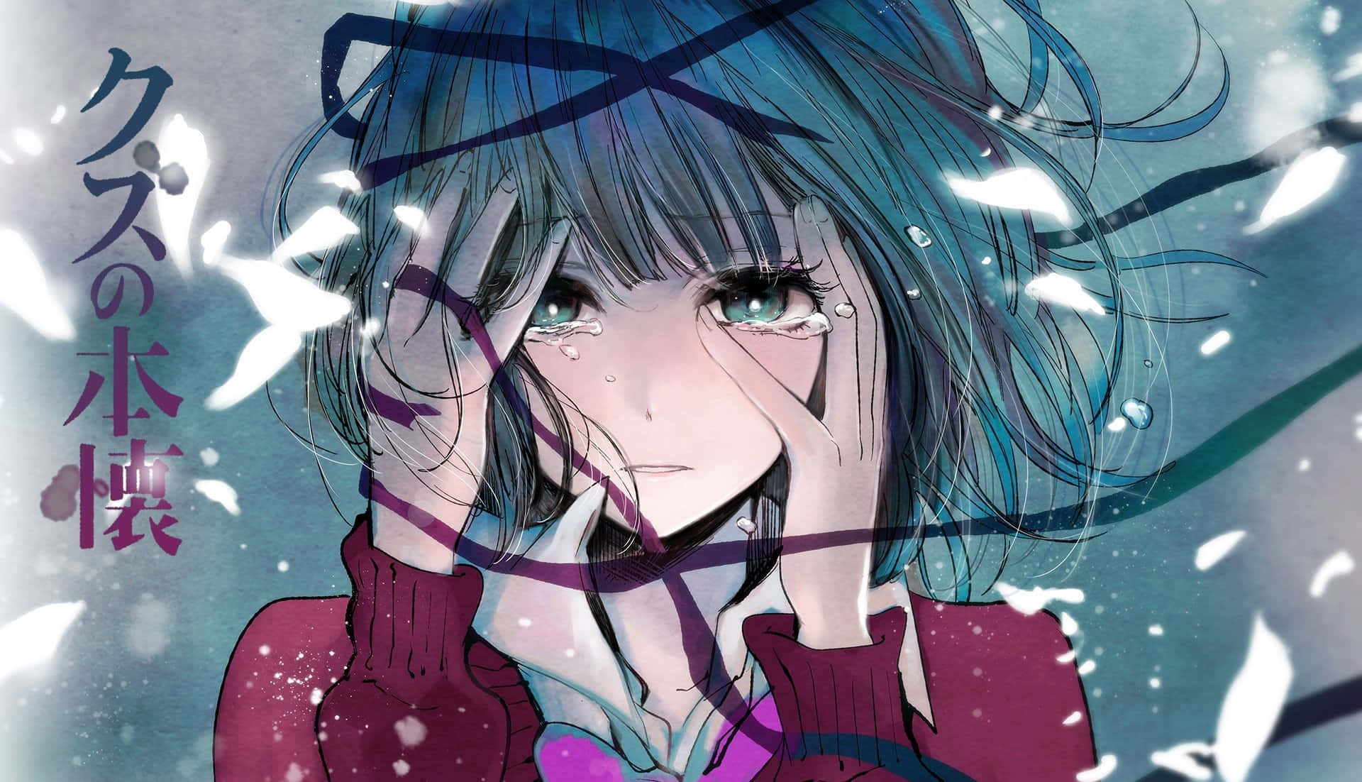 Tearful Anime Girlin Snow Wallpaper