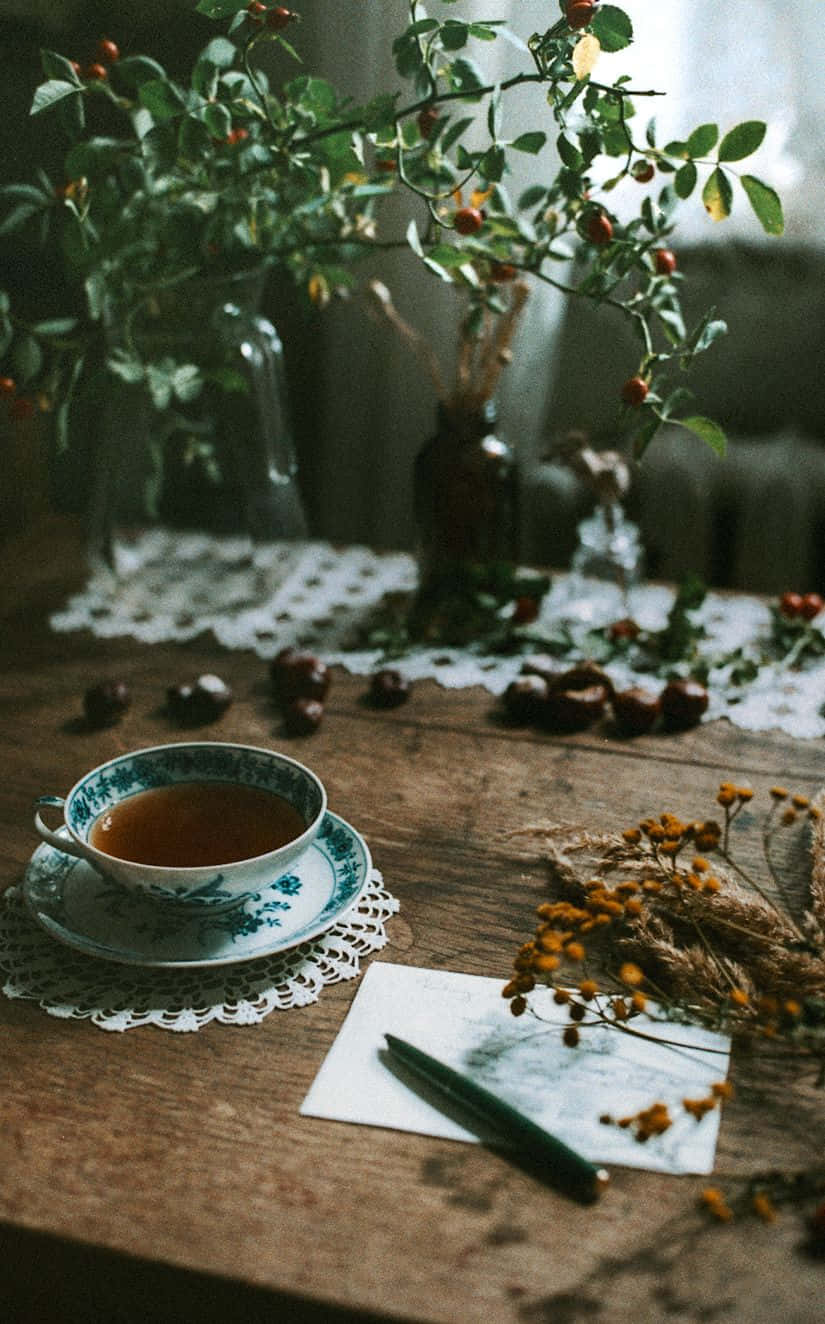 Unatazza Calda Di Tè E Alcuni Snack: La Combinazione Perfetta Per Un Momento Di Coccole E Relax.
