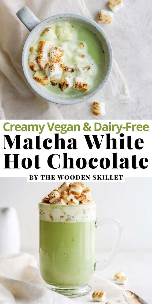 creamy vegan dairy free matcha white hot chocolate