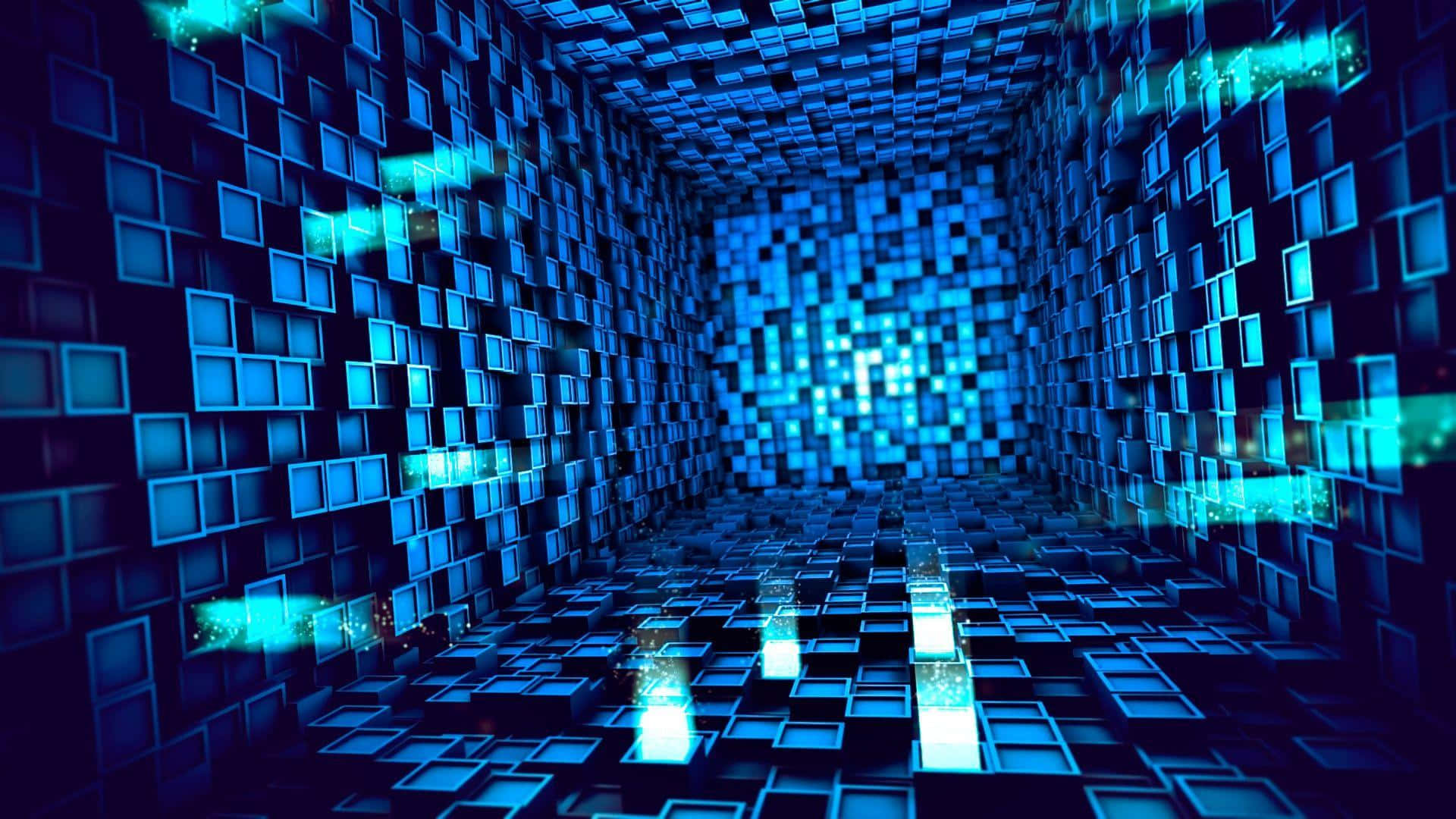 Blue Cubes With Uneven Levels Tech Background