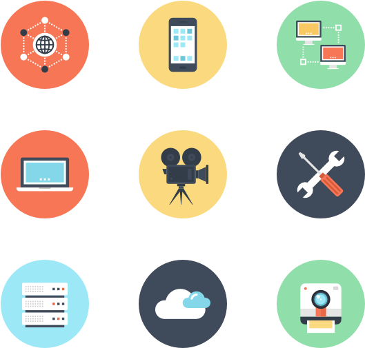 Tech Icons Flat Design PNG