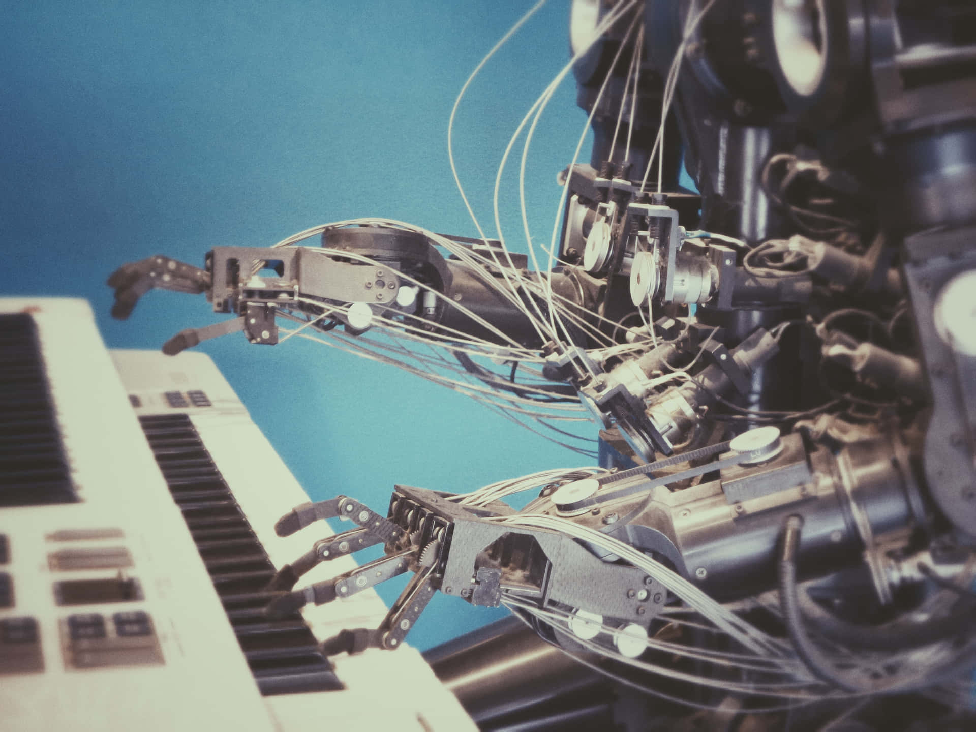 Robotder Spiller Klaver Teknologi Baggrund.