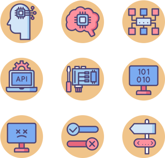 Technology Concept Icons Set PNG