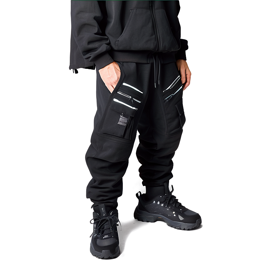 Techwear Black Sweatpants Png 06132024 PNG