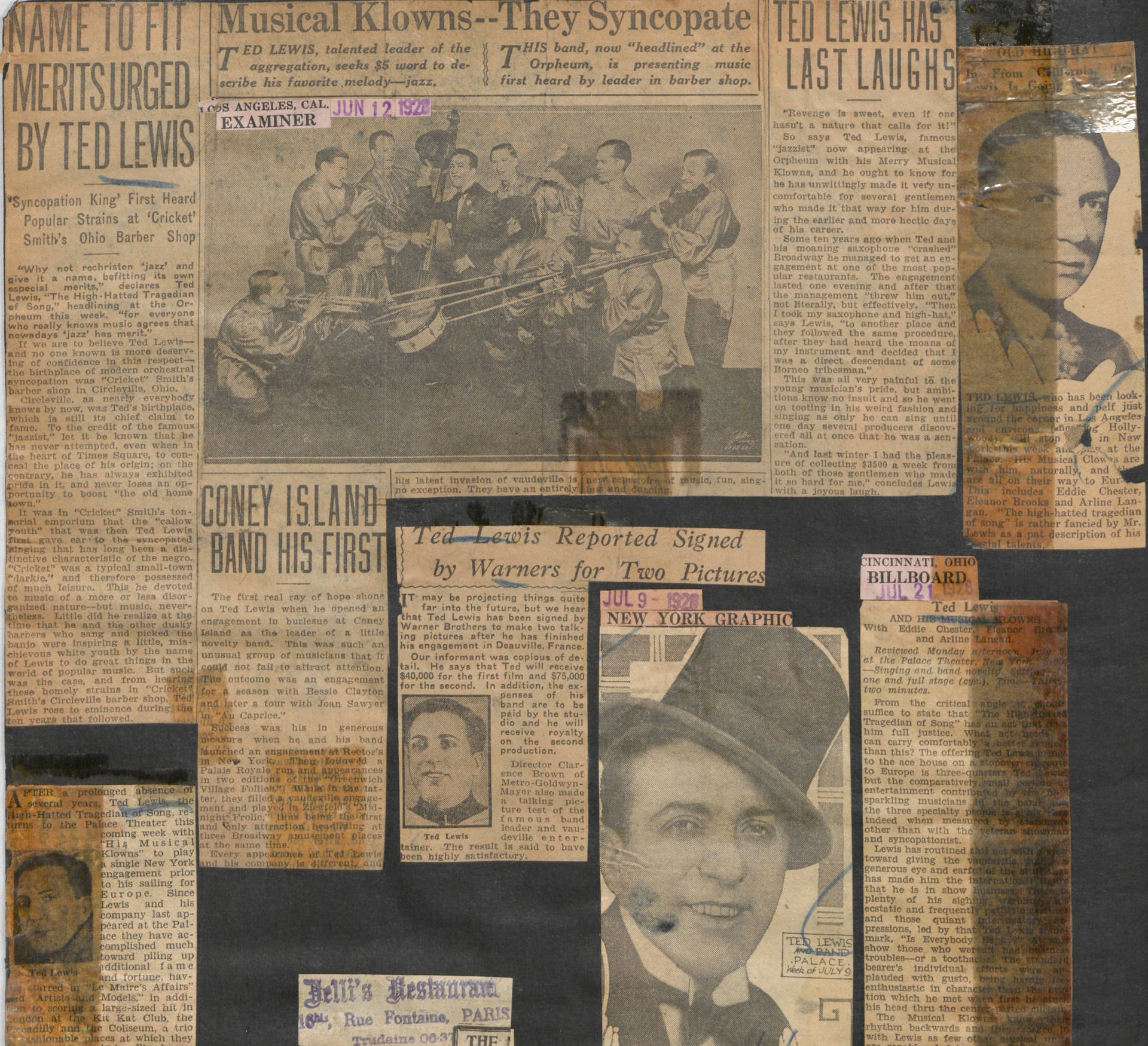 Ted Lewis Newspaper Art Collage Wallpaper