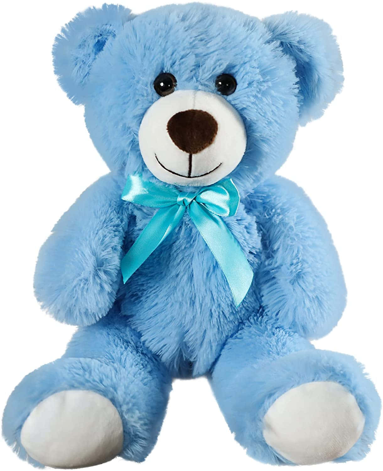 Enblå Teddybjørn Med En Blå Sløjfe