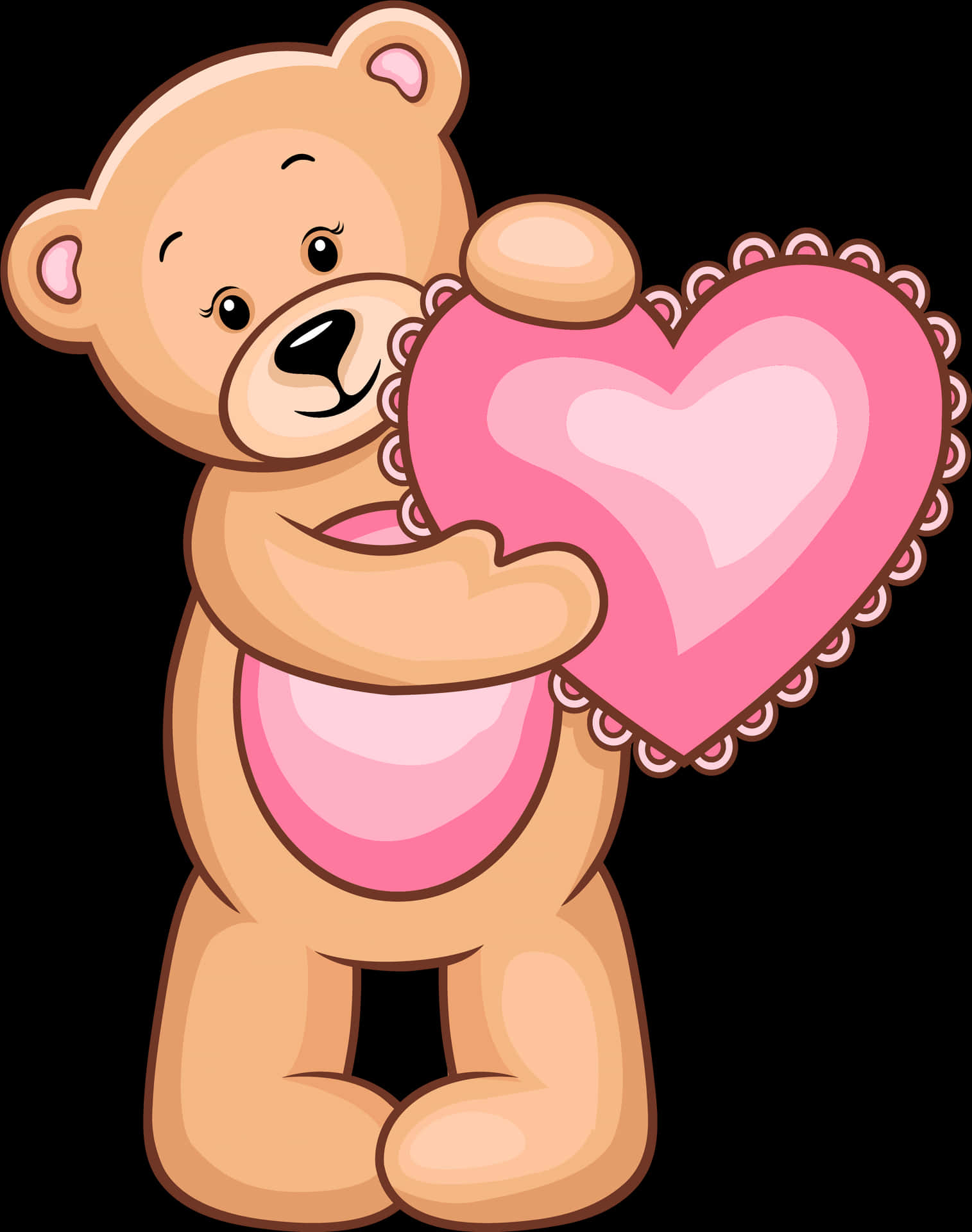Teddy Bear Holding Heart Illustration PNG