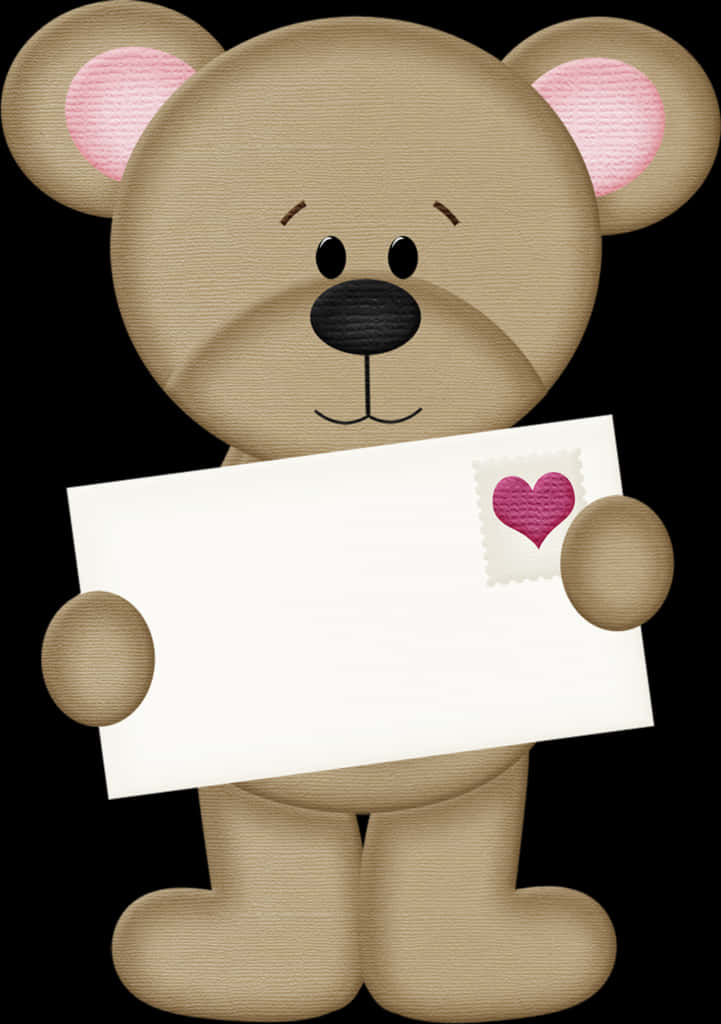 Teddy Bear Holding Love Note PNG