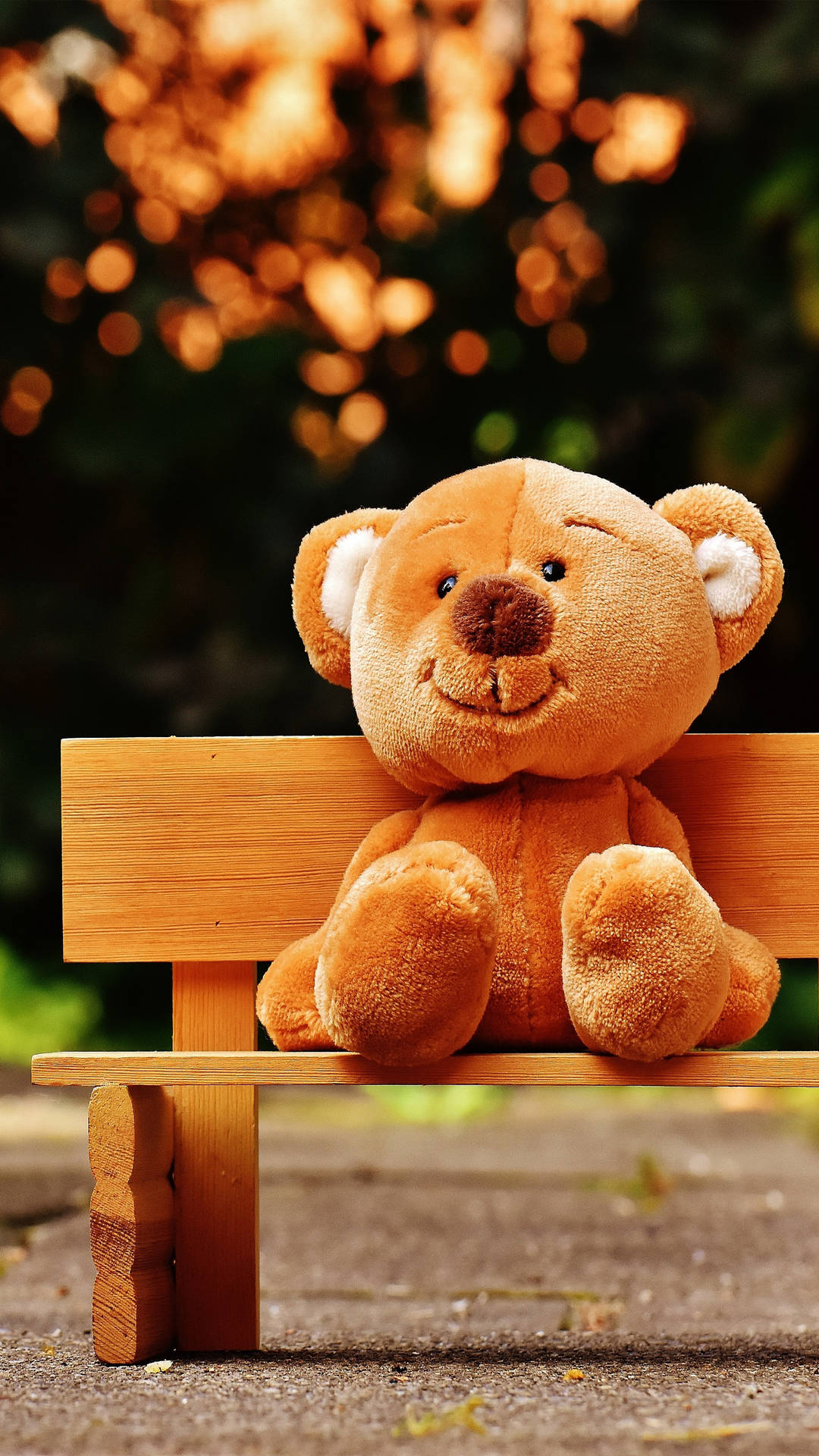 Teddy Bear In Wooden Chair Wallpaper