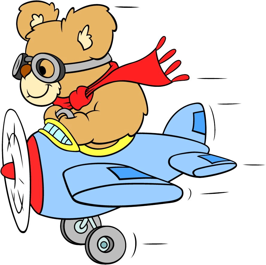 Teddy Bear Pilot Flying Airplane PNG