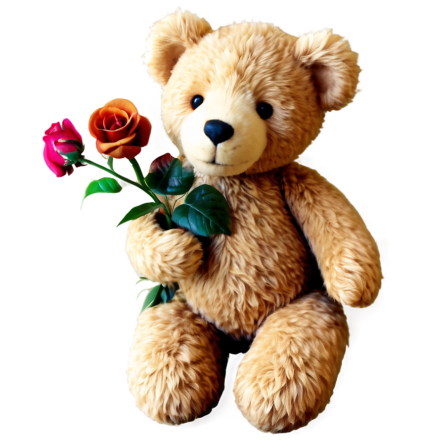 Teddy Bear With Flowers Png 05212024 PNG