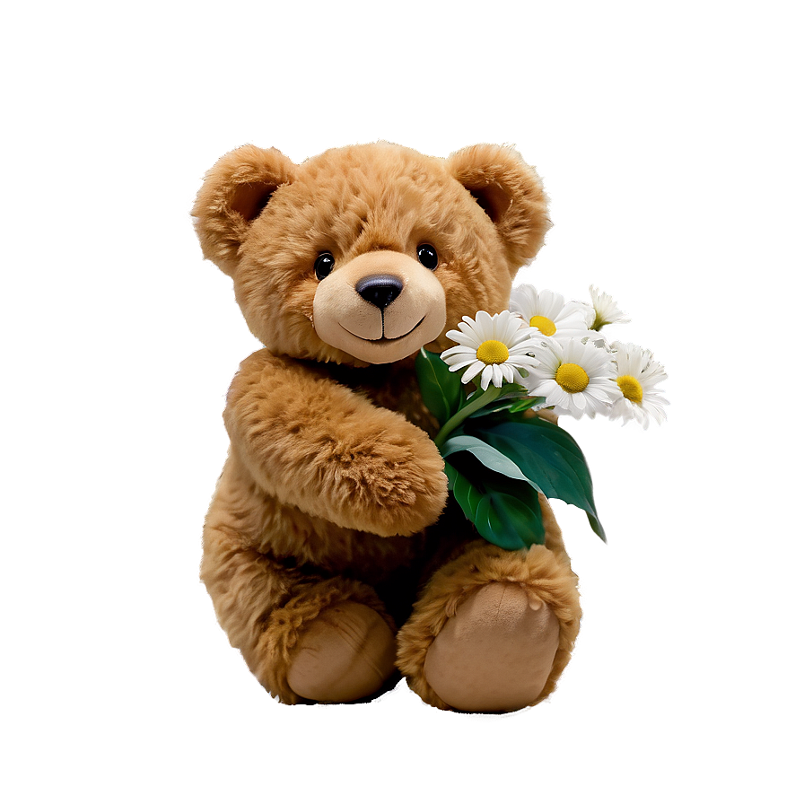 Teddy Bear With Flowers Png Xjr PNG