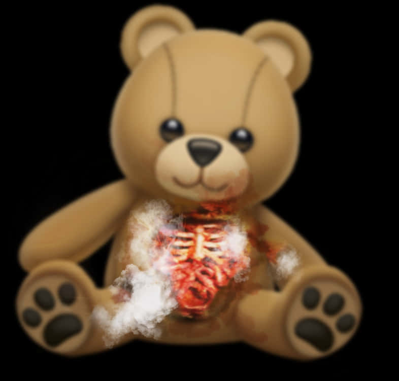 Teddy Bear With Heart Exposed PNG