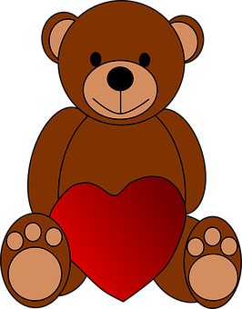 Teddy Bear With Heart Illustration PNG