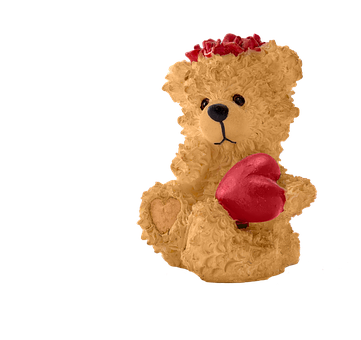 Teddy Bear With Heartand Roses PNG