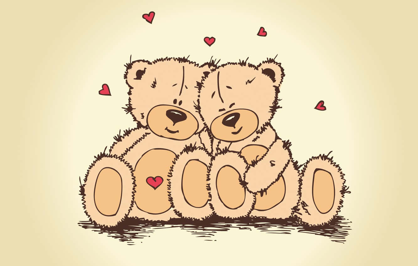 Teddybjörnargulliga Alla Hjärtans Dag Digital Konst Wallpaper