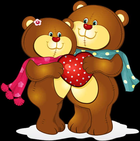 Teddy Bears Holding Heart PNG