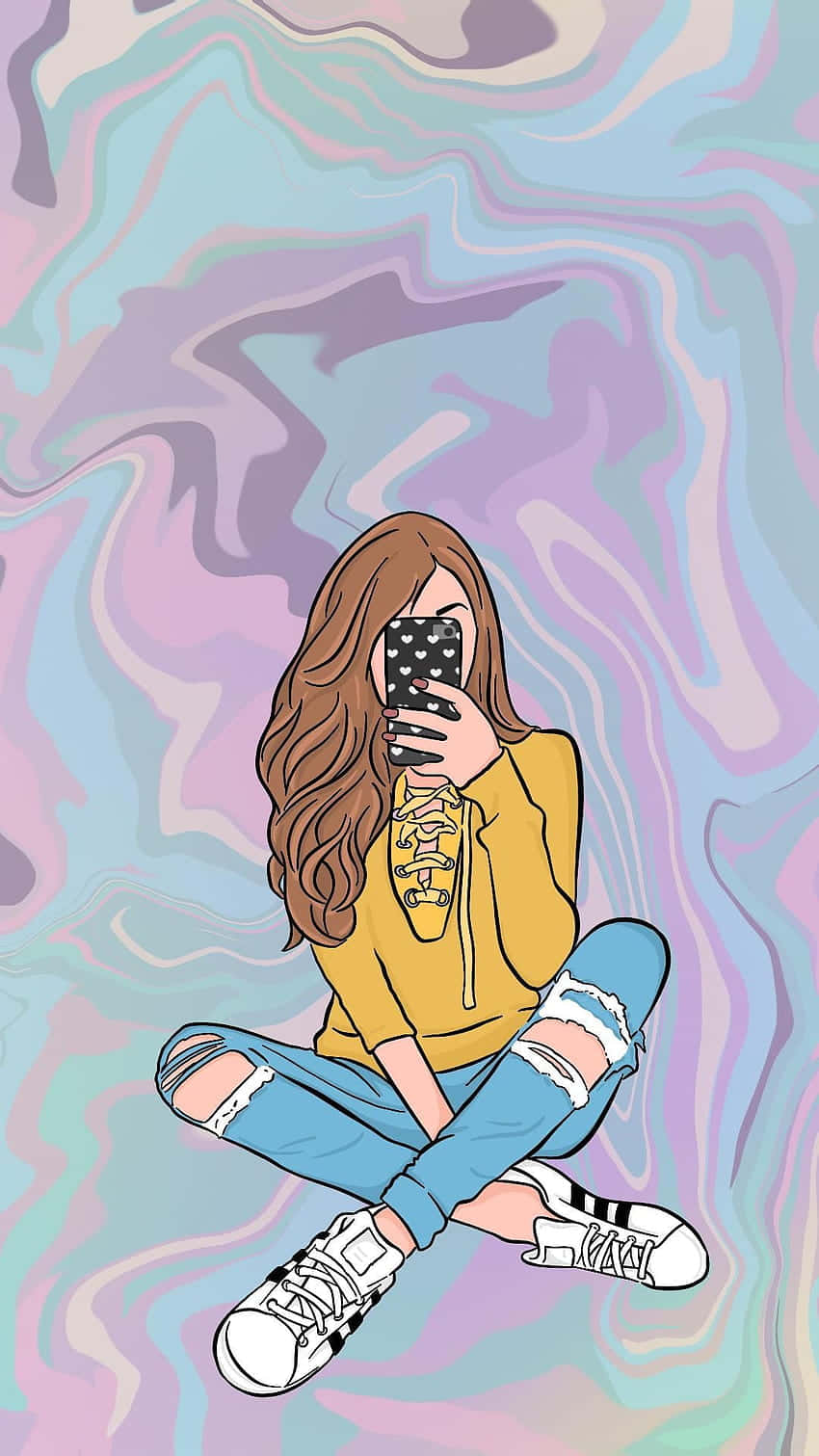 Teen Girl Illustration Art Tumblr Hipster Aesthetic Wallpaper