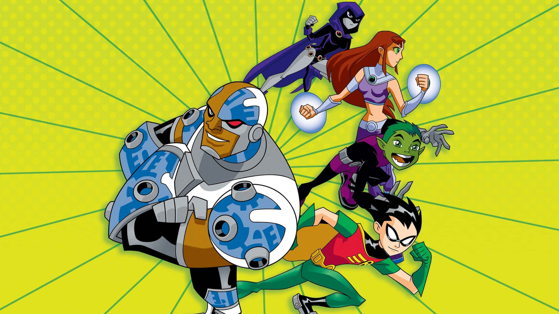 Teen_ Titans_ Animated_ Team_ Action Wallpaper