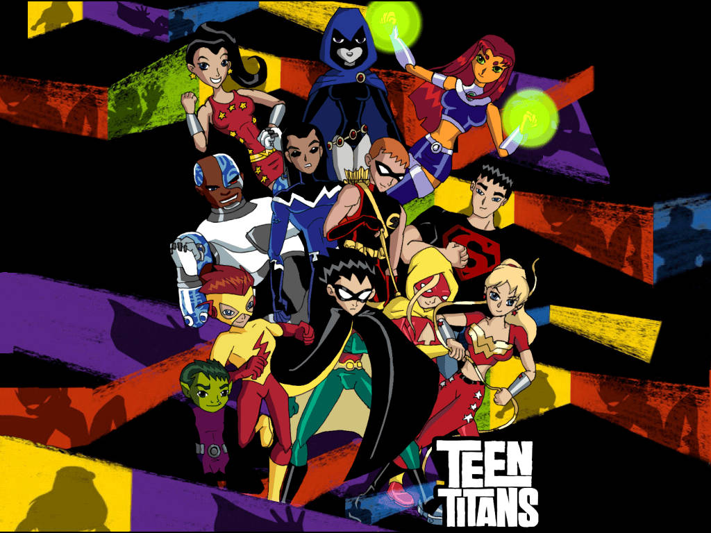 Tegn fra Teen Titans blomstrer på dette tapet. Wallpaper