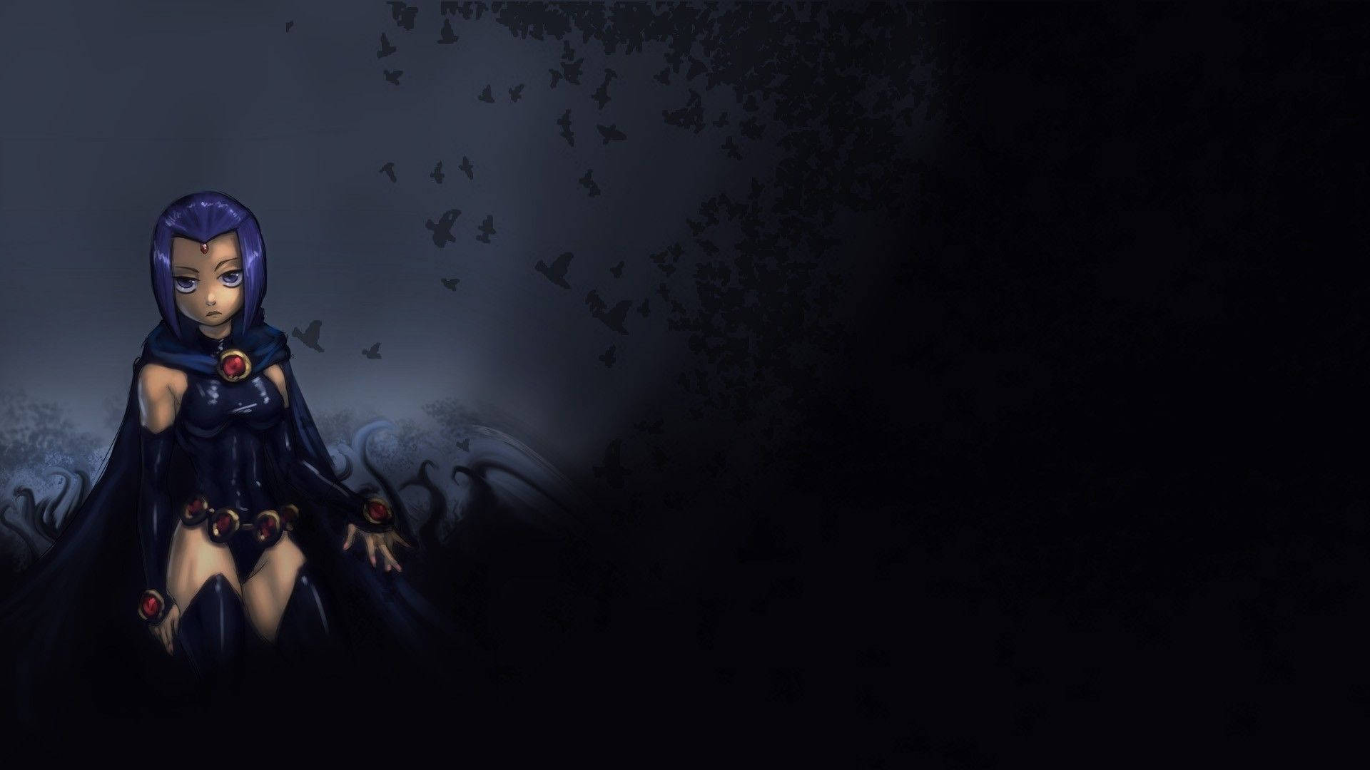 Teen Titans Dark Raven Tapetet skaber en hemmelig stemning. Wallpaper
