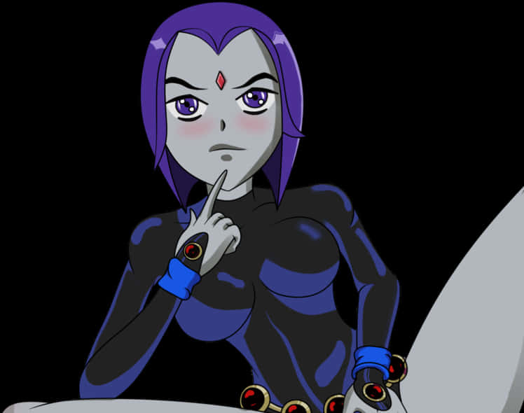 Teen Titans Go Raven Thinking Pose PNG