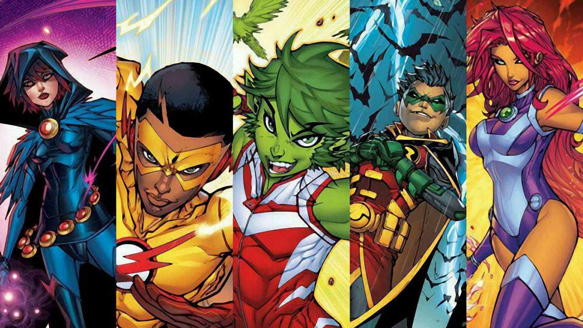 Teen Titans' Heroes Collage Wallpaper