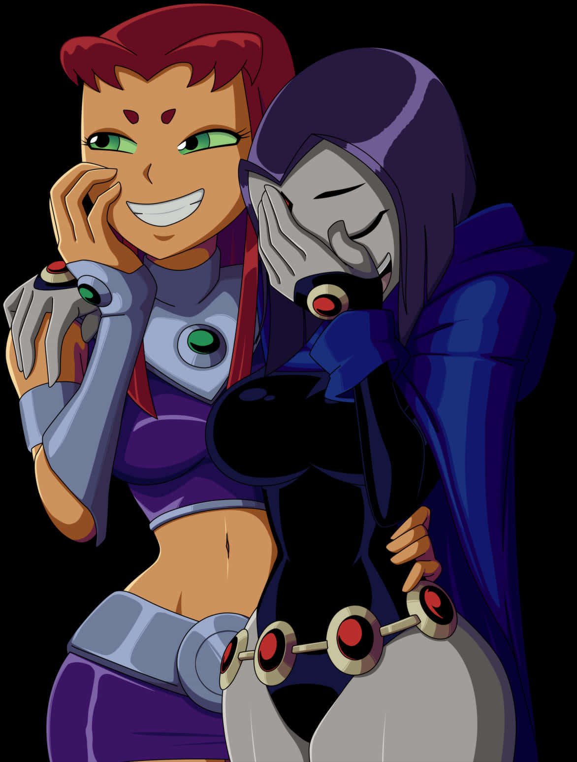 Teen Titans Starfireand Raven Laughing PNG