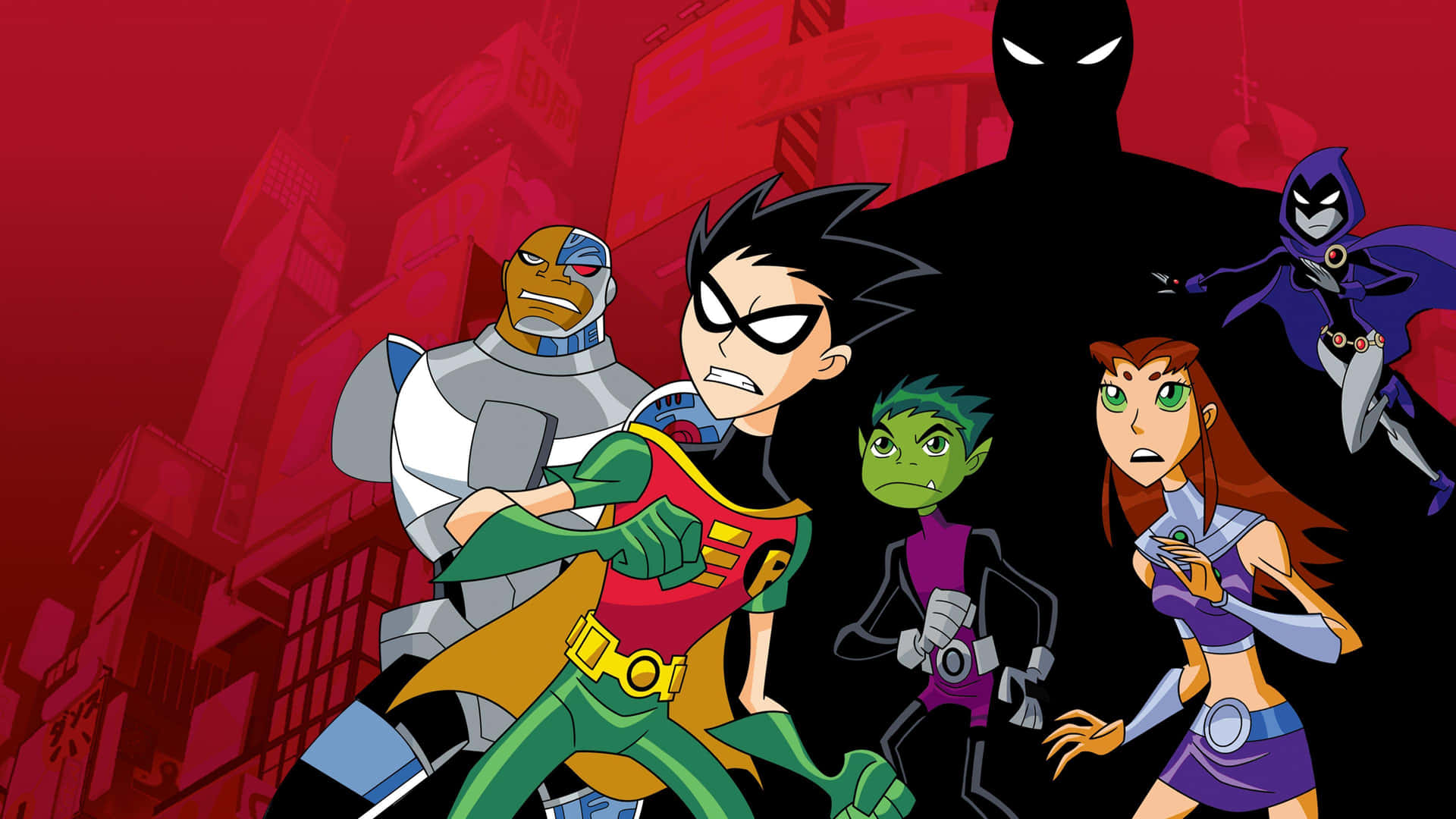 Teen_ Titans_ Team_ Action_ Pose Wallpaper