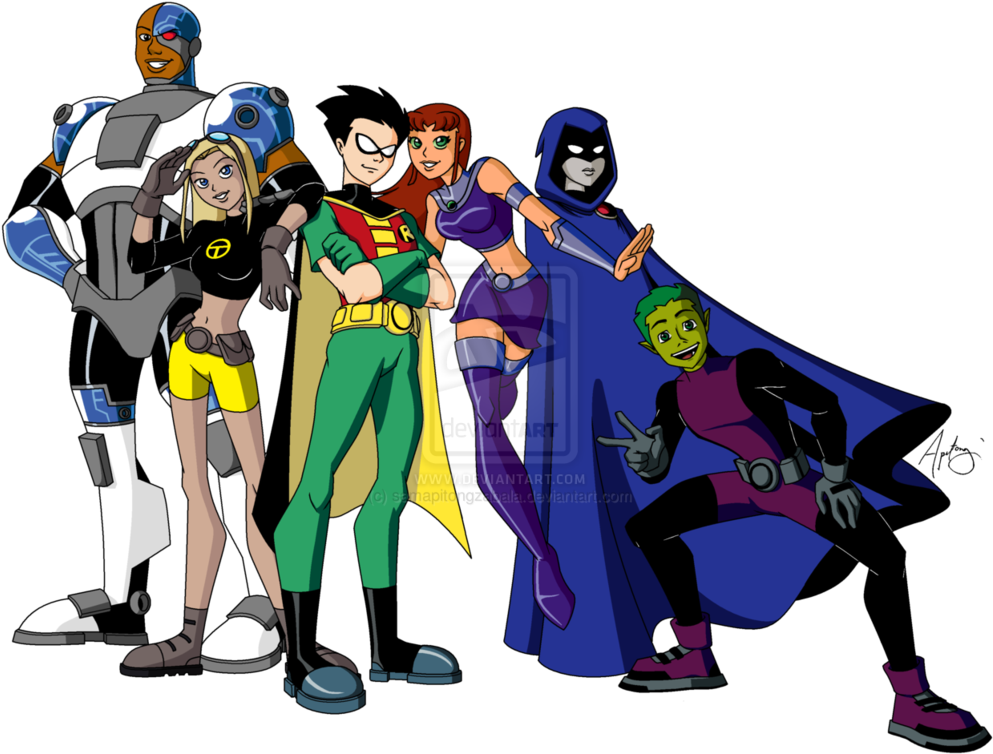 Teen_ Titans_ Animated_ Group_ Pose PNG