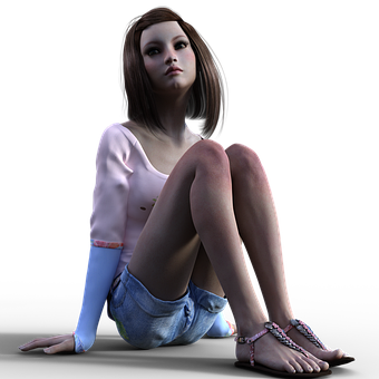 Teenage Girl3 D Character Sitting PNG