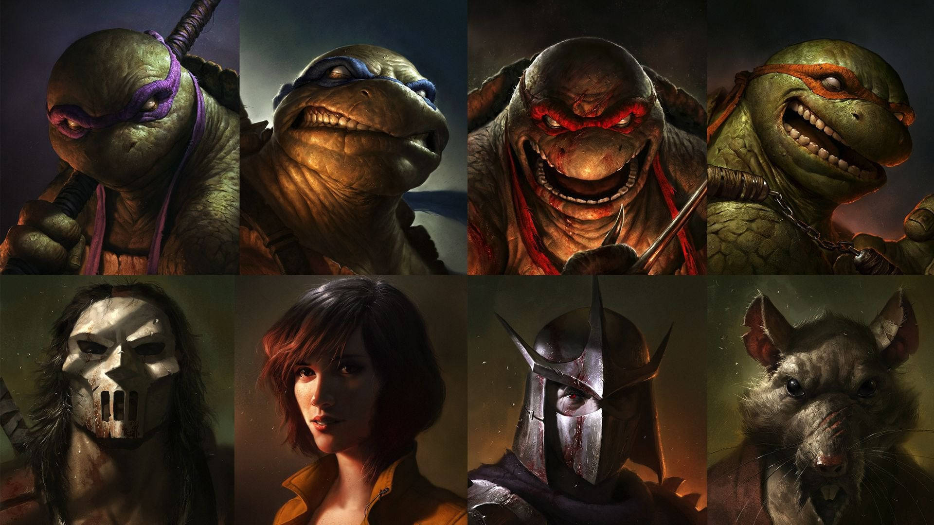 Teenage Mutant Ninja Turtles Characters Collage Wallpaper