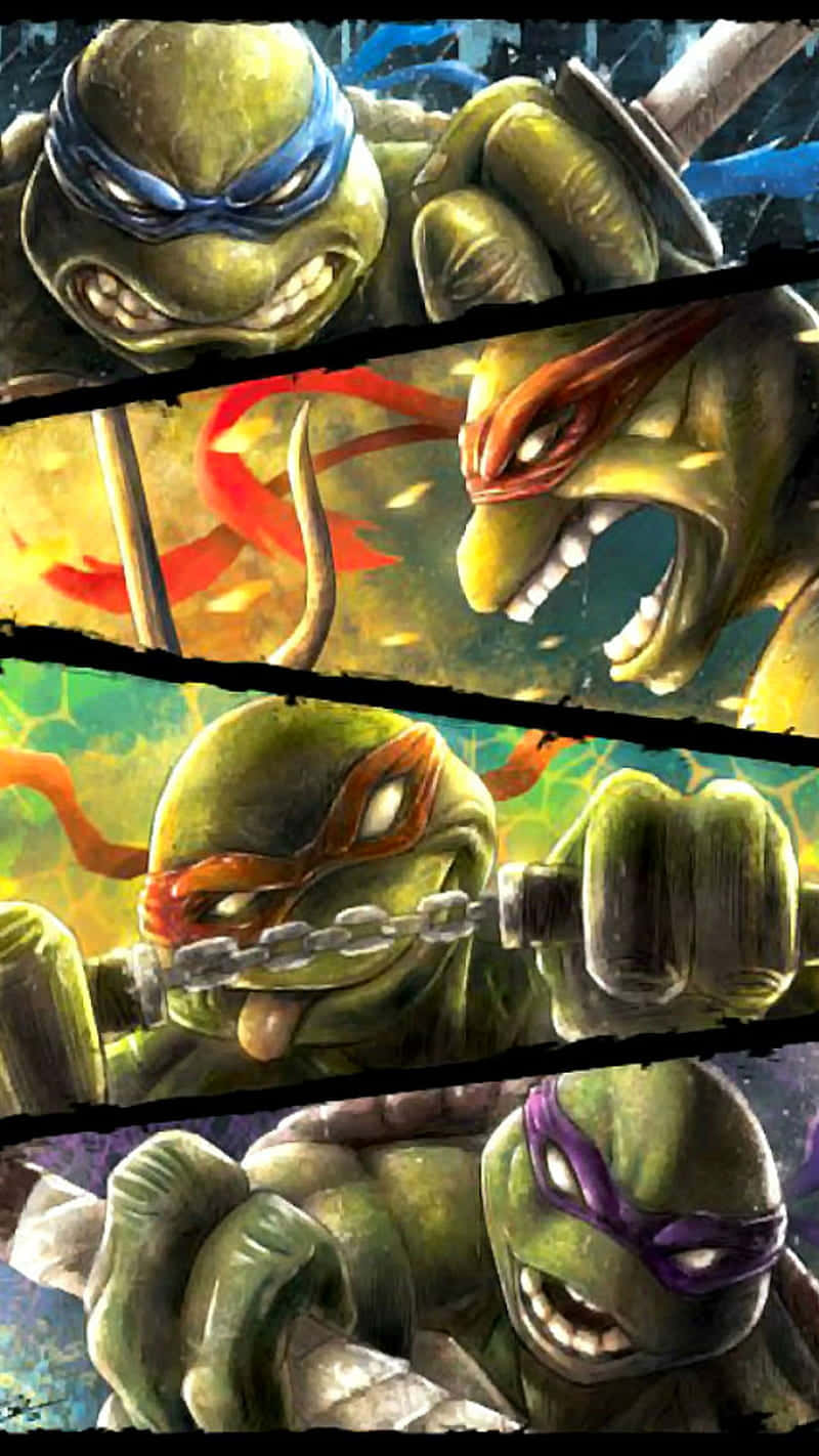 Teenage Mutant Ninja Turtles Comic Book With An Intense Battle Wallpaper