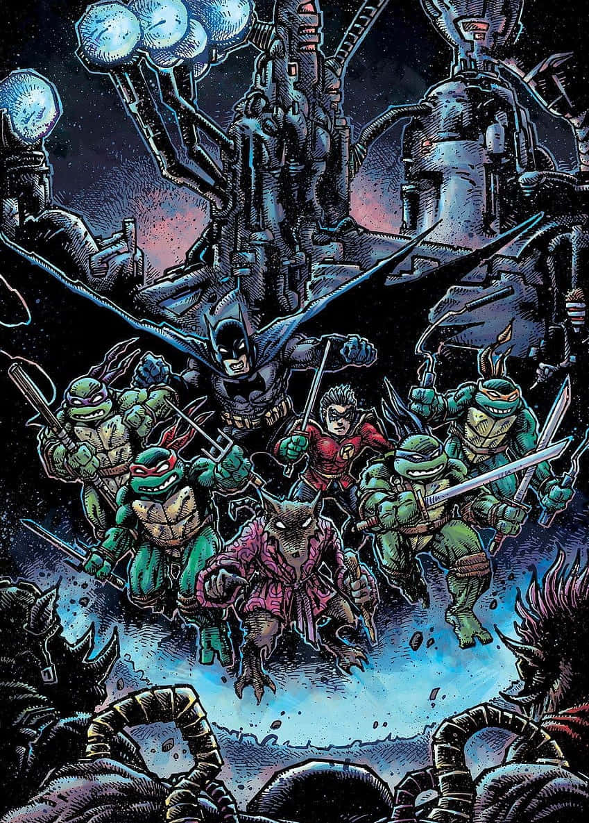 Teenage Mutant Ninja Turtles Comic Book In Gotham City Wallpaper