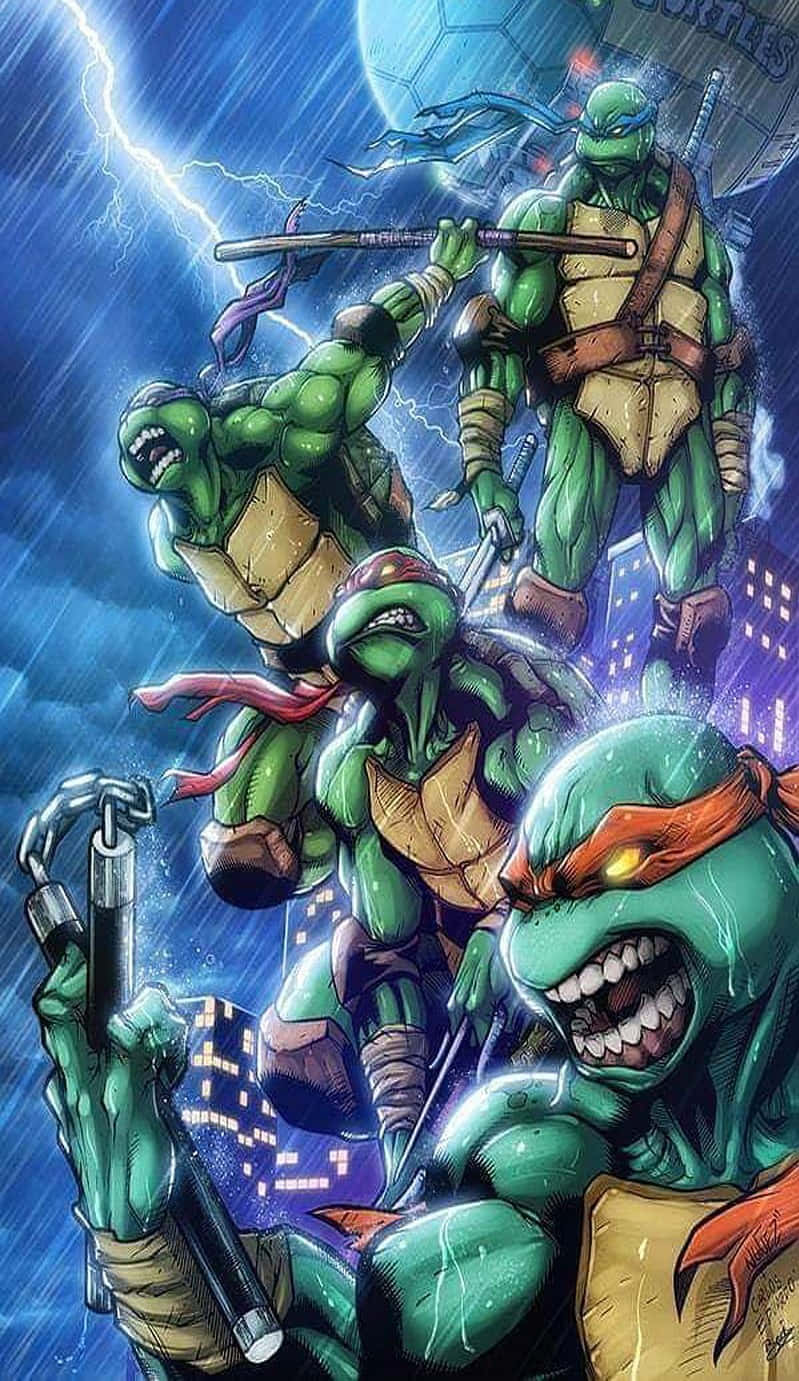 Teenage Mutant Ninja Turtles Comic Book Heroes In The Rain Wallpaper