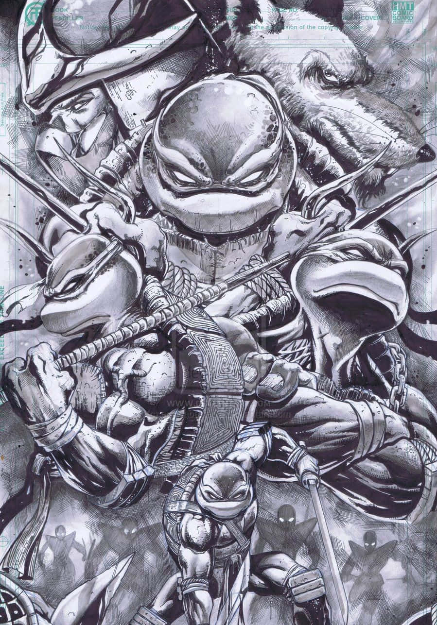 Black And White Teenage Mutant Ninja Turtles Comic Book Wallpaper