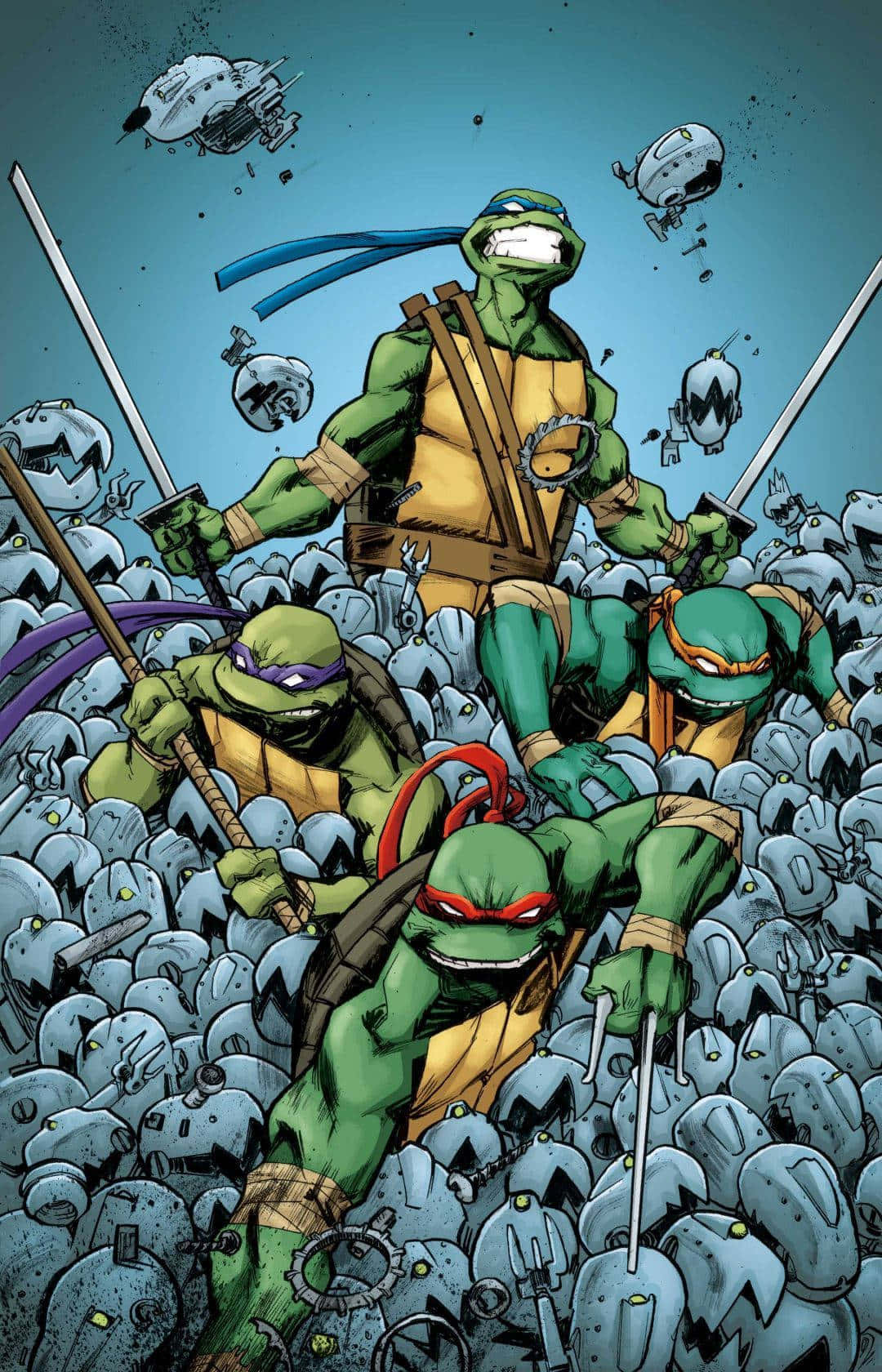 Teenage Mutant Ninja Turtles Comic Book With Robot Head Wallpaper
