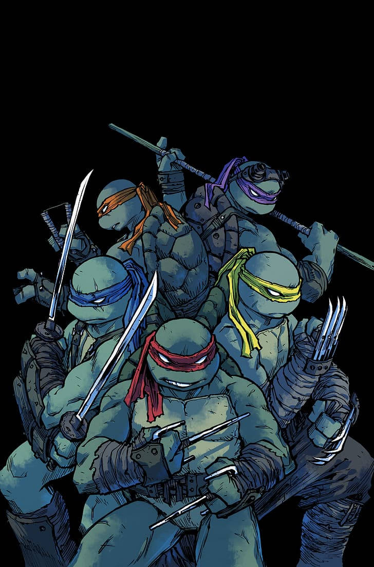 Lastortugas Ninja Mutantes Adolescentes Cinco Miembros Fondo de pantalla