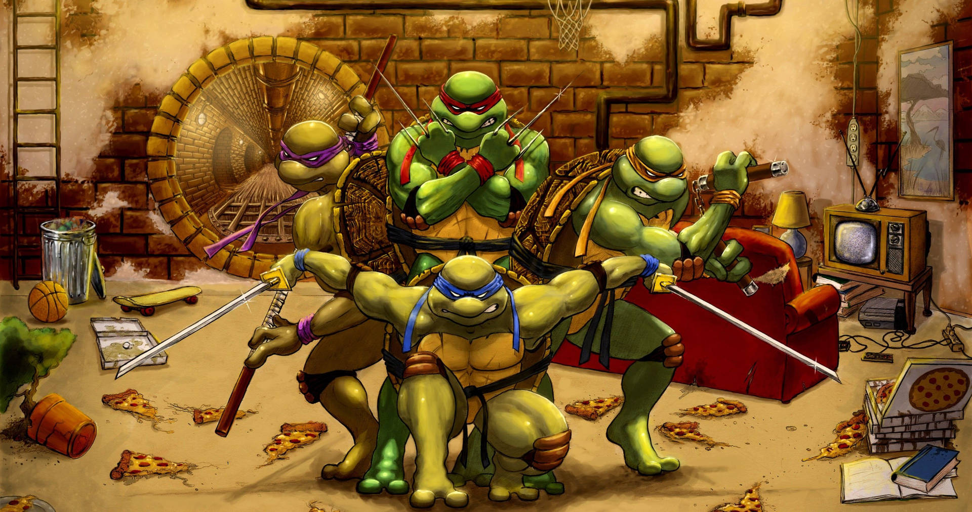 Guaridade Las Tortugas Ninja Adolescentes Mutantes Fondo de pantalla
