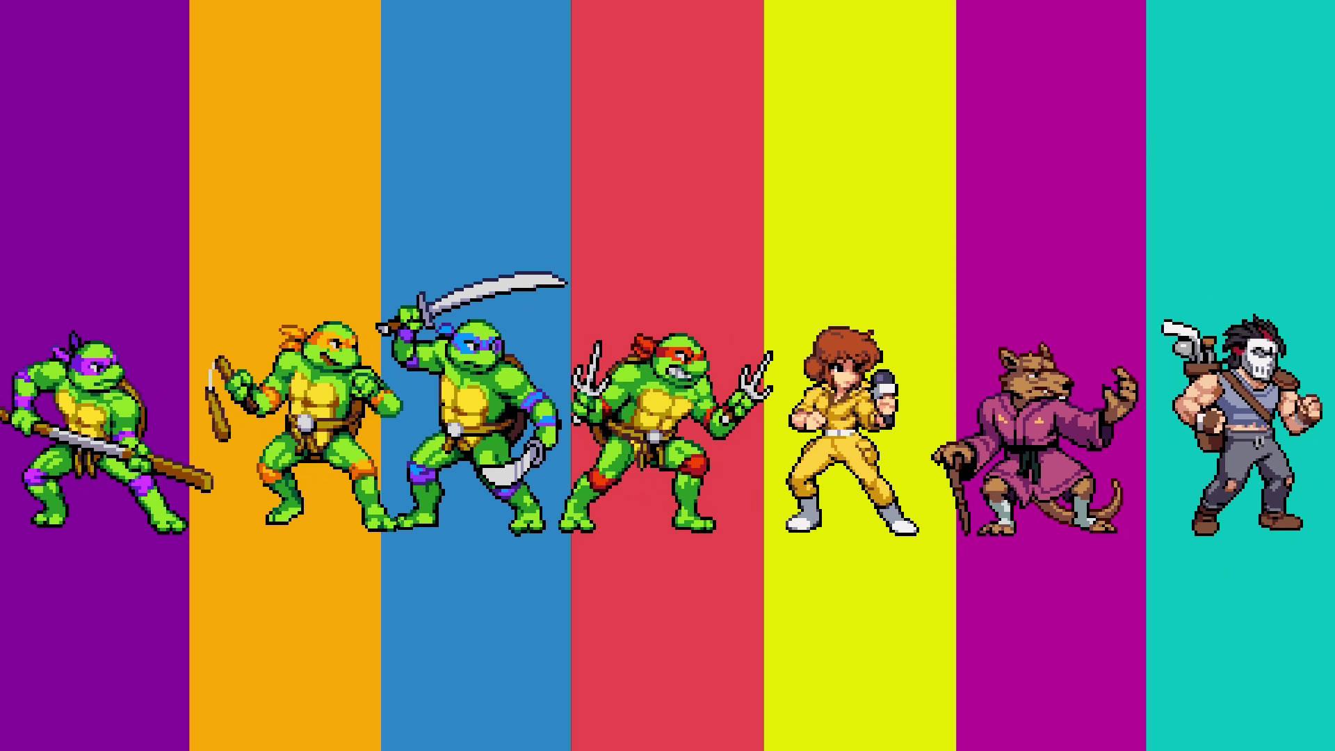 Teenage Mutant Ninja Turtles Pixel Versions Wallpaper